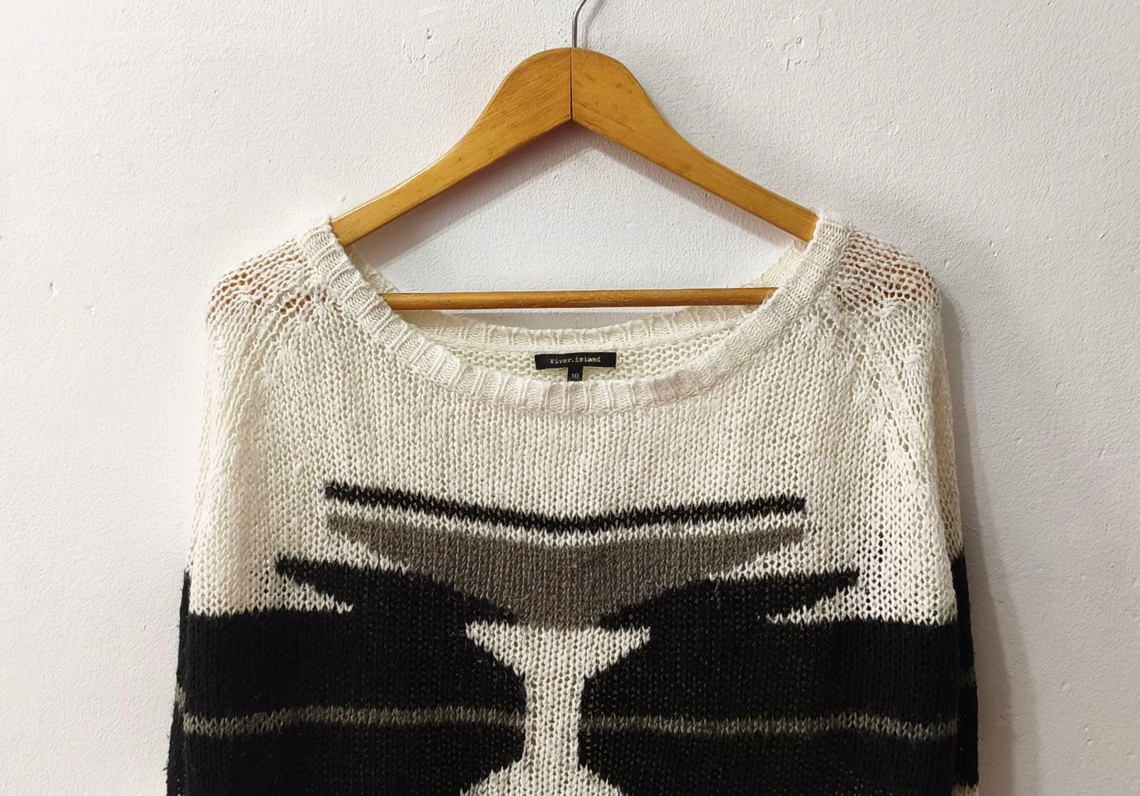 River.Island Women's Oversized Black and White Sweater Size 36 – photo 3